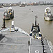 HMS Ark Royal approaching the Thames Barrier